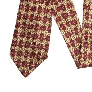 Alfani Silk Tie Men’s Long 61.5” Burgundy Geometric Designer Wide Tie New